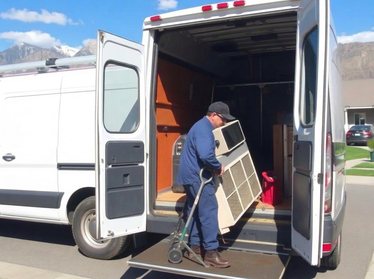 K&D Mechanical technician working on an HVAC system in Utah