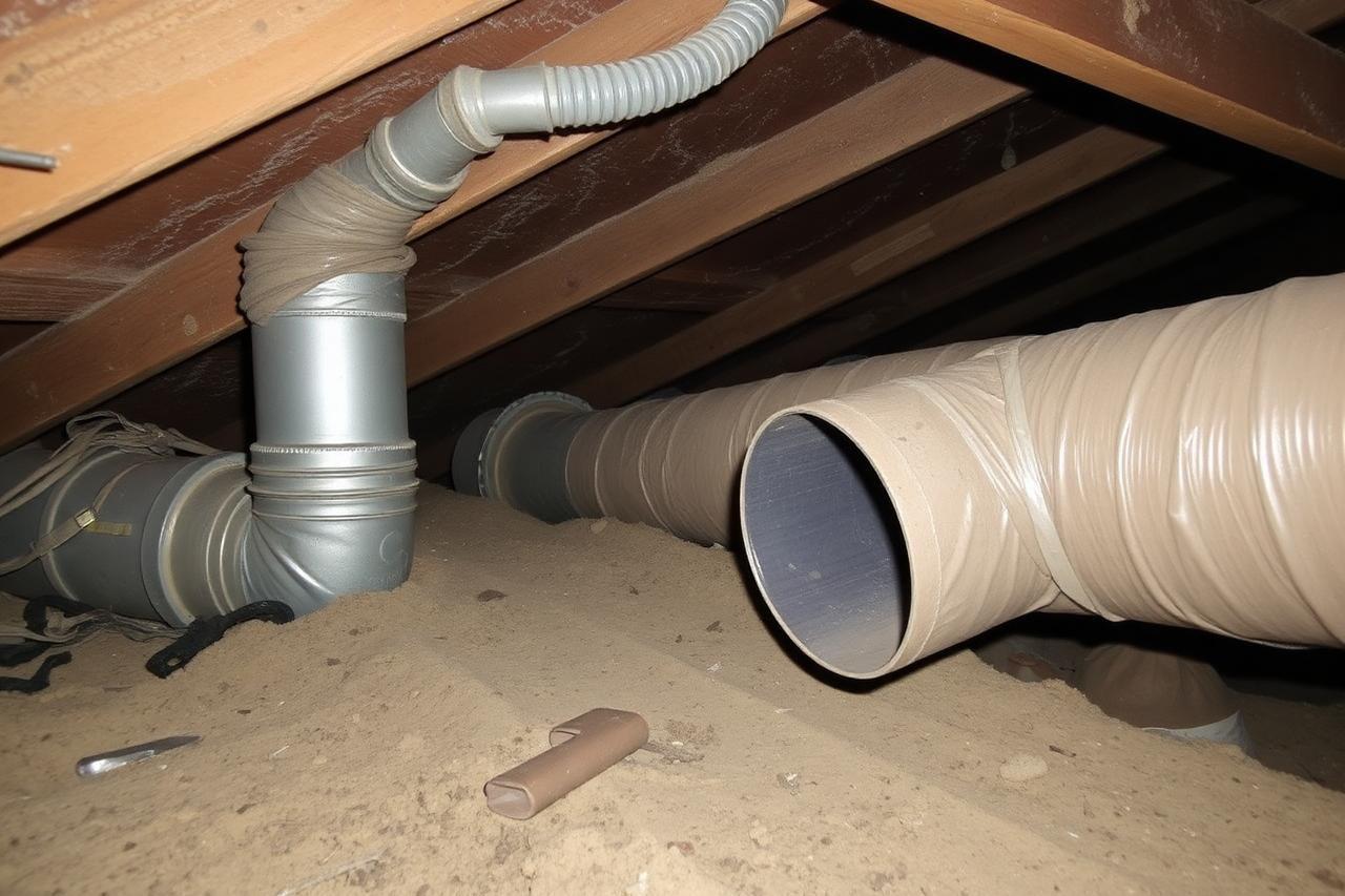 Old attic ductwork being replaced in a West Jordan, UT home