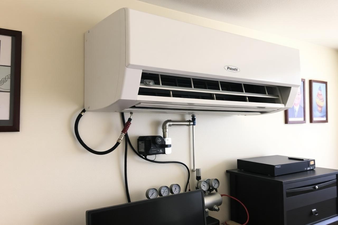 Ductless mini split head installed in a Lehi, UT home office