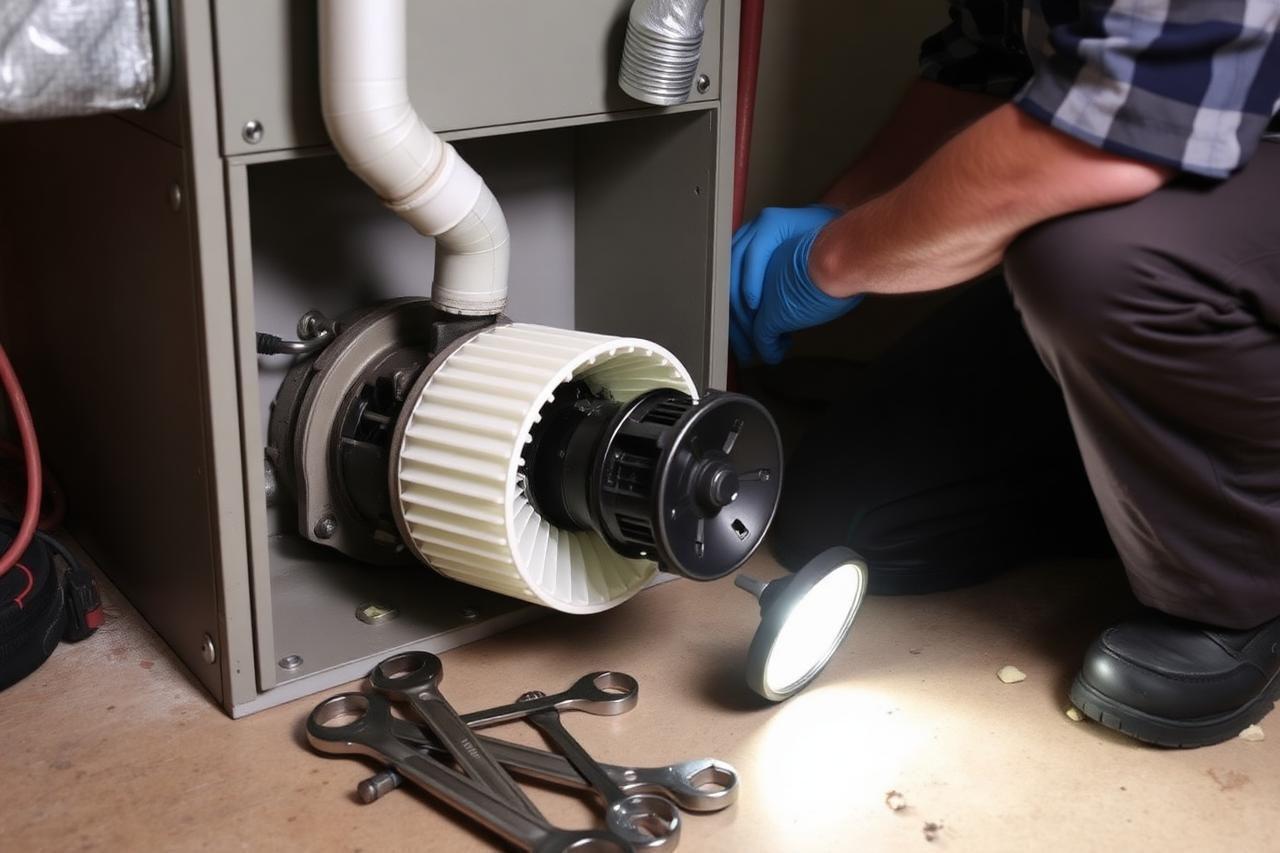Furnace blower motor being replaced in a South Jordan, UT home